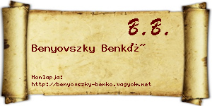 Benyovszky Benkő névjegykártya